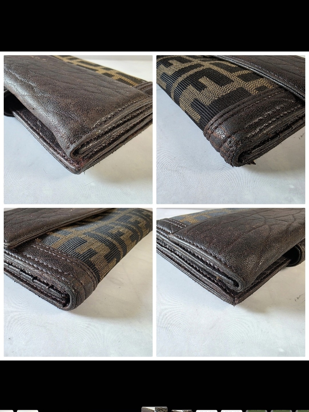 Vintage Fendi Zucca Long Wallet Crescent Clasp + Entrupy COA + Box - Picture 7 of 8